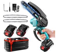 Mini motosierra 6 Pulgadas, Brushless Mini motosierra con 2 x 2000 mAh baterías y 2 Cadenas, Motosierra a bateria, Motosierra Inalámbrica Portátil para Podar Árboles de Jardinería