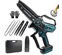 Mini motosierra, 6 pulgadas, sin escobillas, sierra de podar con engrasador automático y tensión de cadena sin herramientas, sierra de cadena manual compatible con Makita 18 V batería para tijeras de