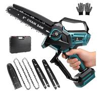 Mini motosierra, 8 pulgadas, sin escobillas, sierra de podar con engrasador automático y tensión de cadena sin herramientas, sierra de cadena manual compatible con Makita 18 V batería para tijeras de