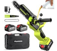 Mini Motosierra a Batería 8 y 6 Pulgadas, Sierra Electrica Podar Arboles con 4000 mAh, 2 Baterías, 1300W, Lubricación Automática de Cadena, Ajuste sin Herramientas, Compatible con Makita Batería 18V