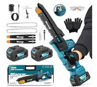 Mini Motosierra a Batería para Poda, 8"/20 cm Sierra a Batería con 2x 20 V/4000 mAh, Motor Sin Escobillas de 1300 W, Lubricación Automática, 2 Motosierras Eléctricas para Jardinería