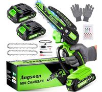 Mini Motosierra Bateria 4000mAh, 6 Pulgadas Motosierra Eléctrica Bateria con 2 Batería de Gran Capacidad y 2 Cadenas, Motosierra de Una Mano Portátil Inalámbrica para Árboles de Jardín