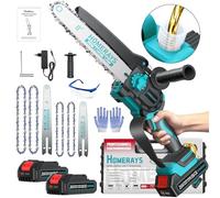 Mini Motosierra Bateria 4000mah, Homerays 6 y 8" Motosierra Inalámbrica con Engrasador Automáticopara y 2 * 2000 Baterías, Motosierra Inalámbrica Portátil para Podar Árboles de Jardinería