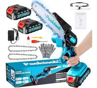 Mini Motosierra Bateria 6 Pulgadas Sin Escobillas Motosierra Eléctrica con 2 Baterías de Gran Capacidad y 2 Cadenas, Motosierra Eléctrica portátil Inalámbrica para Podar Árboles de Jardinería y Madera