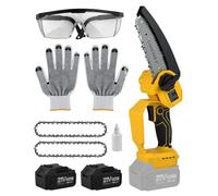 Mini Motosierra Batería 6 Pulgadas, 1000W Motosierra Eléctrica Portátil con 4000mAh 2 Baterías, Pantalla LED y 3 Cadenas, Sierra Eléctrica Podar Árboles de Mano Inalámbrica con Lubricación