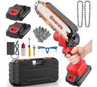 Mini Motosierra Bateria Mano Sierra - 800W Minimotosierras 6 Pulgadas Pequeñas Portátil Inalámbrica Motosierras Electrica Podar Árboles Podadora Jardinería Corte Madera y Bloqueo Seguridad 2 Baterías