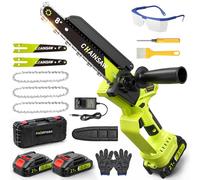 Mini Motosierra Bateria, Motosierra Eléctrica 8 Pulgadas 1300W Sin Escobillas 2*2000mAh Baterías, Lubricación Automática, Ajuste sin Herramientas, Motosierra de Mano para Podar Árboles de Jardinería