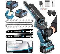 Mini Motosierra Bateria, Sierra Eléctrica Podar Árboles con Motor sin Escobillas 8 Pulgadas,Motosierra Eléctrica 2 * 4000mAh Liviana, Potente y Versátil | Ideal para Podar, Manualidades (1200W)