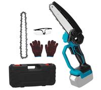 Mini motosierra con batería, compatible con batería de litio Makita de 18 V, mini motosierra sin escobillas de 6 pulgadas con 2 cadenas, para jardinería, corte de madera y poda (sin batería, sin