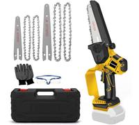 Mini motosierra con batería compatible con Dewalt 18 V 20 V (sin batería), sin escobillas de 8 pulgadas y 6 pulgadas, motosierra eléctrica, cadena pequeña, cerradura de seguridad, sierra de mano,