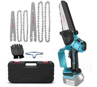 Mini motosierra con batería compatible con Makita de 18 V (sin batería), sin escobillas, motosierra eléctrica de 8 pulgadas y 6 pulgadas, pequeña cadena de motosierra, cerradura de seguridad,