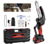 Mini motosierra con batería, motosierra eléctrica de 6 pulgadas, con 1 batería de 1500 mAh, 2 cadenas, para tijeras de podar, corte de madera