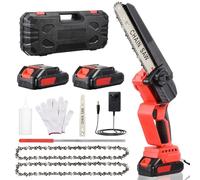 Mini motosierra de 8 pulgadas, motosierra eléctrica con 2 baterías de batería de 2,0 Ah y cadenas, para podadora, podadora, corte de madera (8 pulgadas Brushless)