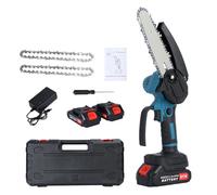 Mini motosierra eléctrica inalámbrica con 2 baterías de 1,5 Ah, 2 cadenas, para corte de madera, ramas de árboles, poda, jardín