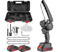 Mini motosierra inalámbrica con batería, tijeras de madera, jardinería, 2 pilas de 2000 mAh, 2 cadenas