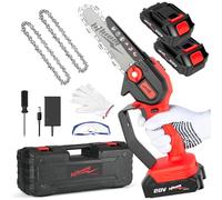 Mini motosierra inalámbrica de 15 cm con 2 baterías, 20 V, 19,2 pies/s, motosierras eléctricas a batería con bloqueo de seguridad, motosierra pequeña de mano mejorada para cortar madera