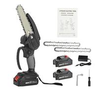 Mini motosierra inalámbrica, motosierra eléctrica inalámbrica de 6 pulgadas con 2 baterías, operación con una sola mano, motosierra para cortar madera, podar árboles, patio, hogar, jardín (de llegada