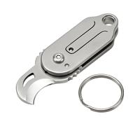 Mini Multi Tool Abridor Bolsillos Plegable Compacto EDC Herramienta Apertura con Diseño Curvado, Herramienta Portátil para Paquetes Acero Inoxidable 7Cr con Acabado Titanio, Para Embalaje DIY Viaje