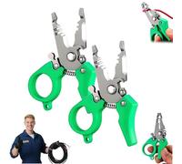 Mini Multi-tool Wire Stripper, Portable 12-in-1 Electrician Multi-tool, Adjustable Wiring Tools and Multi-function Hand Tool, Adjustable AWG 8-10, for Strip, Split, Trim, and Crimp (2 Pcs)
