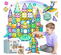 Mini mundos® | Bloques Magnéticos de Construcción Niños, Pack de 70 Piezas | Construcciones magnéticas Steam | Juguete Educativo Montessori | Magnetic Blocks & Magnetic Tiles