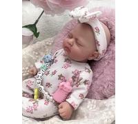 Mini muñeca Reborn, 17,8 cm, de silicona, cuerpo completo, piel suave, realista, con accesorios de alimentación y paquete de regalo