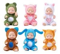 Mini muñecas bebé, 6 piezas de muñeca pequeña de 4, 3 pulgadas, muñeca realista posable con ropa de animales, linda pequeña para niños pequeños niñas niños mayores de 3 años, regalos de cumpleaños
