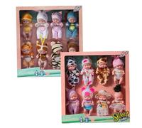 Mini muñecas bebé, 8 piezas de muñeca pequeña de 4, 3 pulgadas, muñeca realista posable con ropa de animales, linda pequeña para niños pequeños, niñas y niños mayores de 3 años, regalos de cumplea