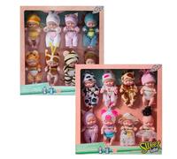 Mini muñecas bebé, 8 piezas de muñeca pequeña de 4, 3 pulgadas, muñeca realista posable con ropa de animales, linda pequeña para niños pequeños, niñas y de 3 años, regalos de cumpleaños, estilo 2..