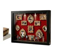 Mini Museo con Silueta - 22,7x31,4x3,7 cm Kit Mini Museo, Marcos para Pequeños Museos con Figuras Pequeñas Figuras Marcos Dorados | Personalizado para figuritas de bricolaje para la decoración d