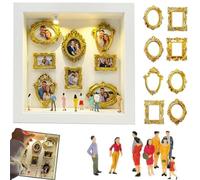 Mini Museo De Recuerdos DIY con Luz, Set De Cajas De Sombras Personalizadas con Mini Marcos Dorados para Fotos Y Figuras, Celebra Tus Recuerdos úNicos con Estilo para Tu Aniversario De Bodas (White)