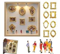 Mini Museo De Recuerdos DIY con Luz, Set De Cajas De Sombras Personalizadas con Mini Marcos Dorados para Fotos Y Figuras, Celebra Tus Recuerdos úNicos con Estilo para Tu Aniversario De Bodas (Wood)