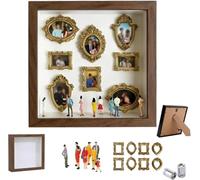 Mini Museum DIY Silhouette Box, Mini Figures People Museum, Creative Memory Display Set with 8 Gold Frames and 8 Figures - for Anniversary, Wedding & Birthday