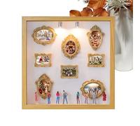 Mini Museum Kit - Memory Photo Shadow Box Case | Silhouette Display Frame with LED Lights Figurines Set Layered Scene Design Feature Home Wall Decor for Living Room, Bedroom, Wedding Use