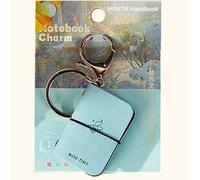 Mini Notebook Keychain with Monet Art Packaging, Tiny Faux Leather Journal Charm for Purse Backpack Keys, Compact Memo Pad