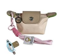 Mini Nylon Dumpling Coin Purse, Detachable Nylon Wrist Strap Coin Purse, with Secure Zipper Lightweight Wallet, for Cards, Keys, and Coins (F)