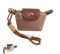 Mini Nylon Dumpling Coin Purse - Detachable Wrist Strap Cute Change for Women, Fits Cards Keys Coins (Khaki)