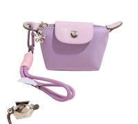 Mini Nylon Dumpling Coin Purse - Detachable Wrist Strap Cute Change for Women, Fits Cards Keys Coins (Purple)