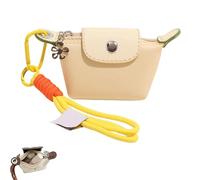 Mini Nylon Dumpling Coin Purse - Detachable Wrist Strap Cute Change for Women, Fits Cards Keys Coins (Yellow)