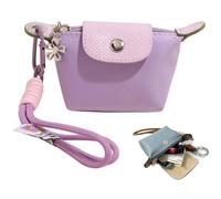 Mini Nylon Dumpling Coin Purse with Detachable Wrist Strap, Women’s Compact Change Purse for Coins, Cards, and Keys, Cute and Practical, Zipper Closure Wallet for Everyday Use (Purple)