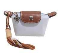 Mini Nylon Dumpling Coin Purse with Detachable Wrist Strap, Women’s Compact Change Purse for Coins, Cards, and Keys, Cute and Practical, Zipper Closure Wallet for Everyday Use (Light Blue)