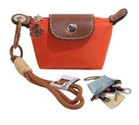 Mini Nylon Dumpling Coin Purse with Detachable Wrist Strap, Women’s Compact Change Purse for Coins, Cards, and Keys, Cute and Practical, Zipper Closure Wallet for Everyday Use (Orange)