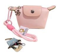 Mini Nylon Dumpling Coin Purse with Detachable Wrist Strap, Women’s Compact Change Purse for Coins, Cards, and Keys, Cute and Practical, Zipper Closure Wallet for Everyday Use (Pink)