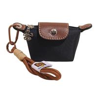 Mini Nylon Dumpling Coin Purse with Detachable Wrist Strap, Women’s Compact Change Purse for Coins, Cards, and Keys, Cute and Practical, Zipper Closure Wallet for Everyday Use (Black)