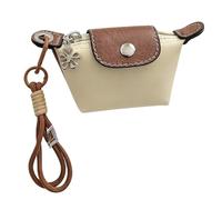 Mini Nylon Dumpling Coin Purse with Detachable Wrist Strap, Women’s Compact Change Purse for Coins, Cards, and Keys, Cute and Practical, Zipper Closure Wallet for Everyday Use (White)