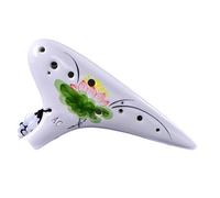 Mini ocarina de 12 agujeros AC principiante ocarina alto C llave pintada a mano loto agrietado AC modelo clásico