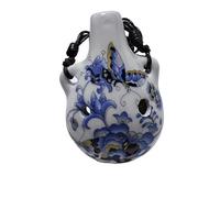 Mini ocarina Ocarina azul y blanca instrumento musical de cerámica