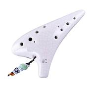 Mini ocarina ocarina con cabeza redonda agrietada blanca y un juego completo de accesorios de 12 agujeros alto C Tune, flauta de rendimiento fino
