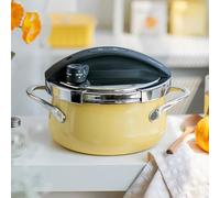 Mini olla a presión de 3 litros, exquisita cocina doméstica de acero inoxidable 304, multicocción gruesa para gas e inducción (amarillo)
