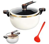 Mini olla a presión, olla de presión de calefacción rápida 8 litros con manijas de cerraduras, línea de bolsa antiadherente con tapa y cuchara transparente de transferencia para gas, inducción, estuf