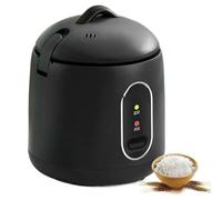 Mini olla arrocera de 1,2 L, olla térmica pequeña con bandeja para cocinar al vapor y olla antiadherente, máquina arrocera automática para 1-2 personas, perfecta para dormitorio y hogar black